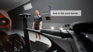 Ed O'Malley testing shoes in the wind tunnel