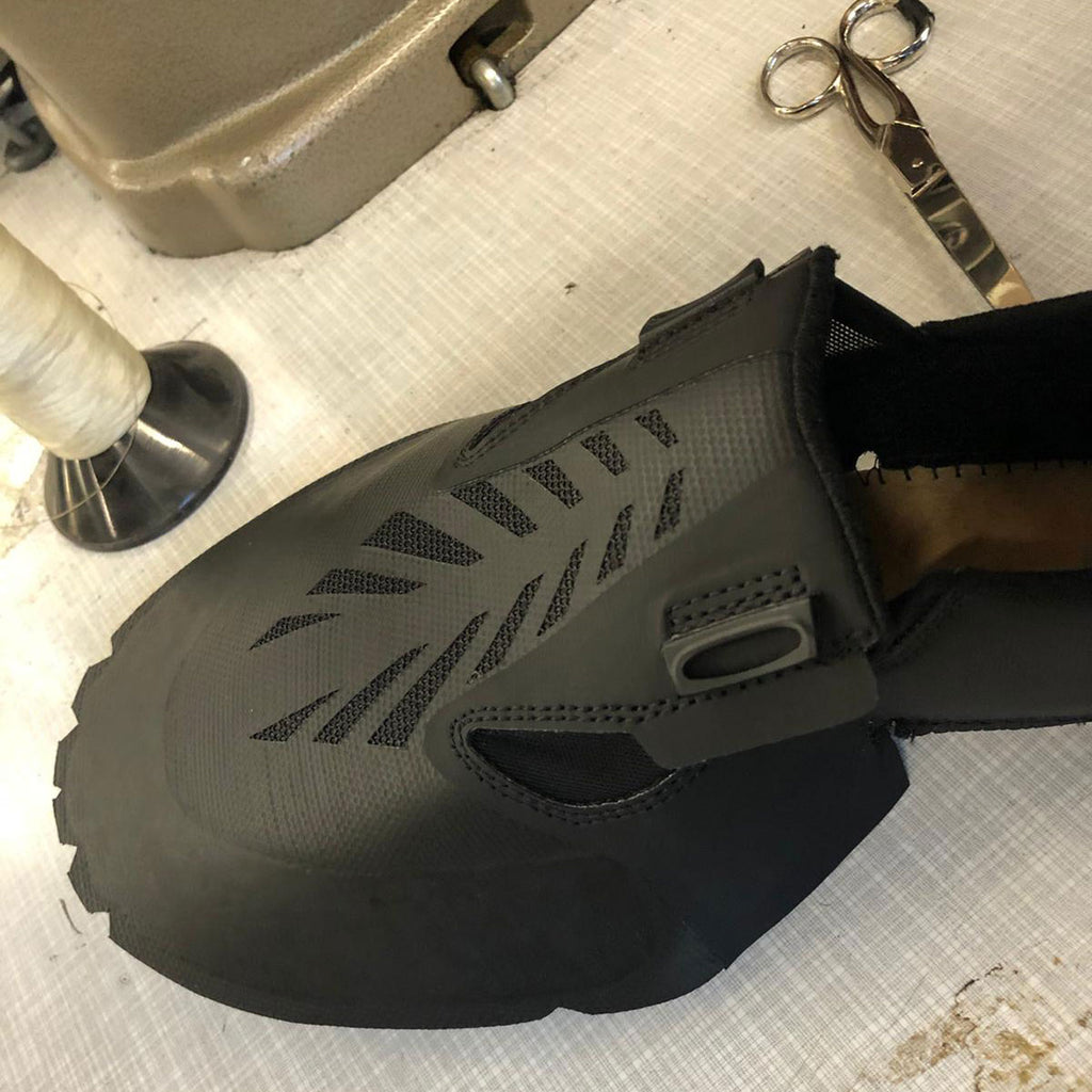 The upper of a VeloVetta cycling shoe prototype.